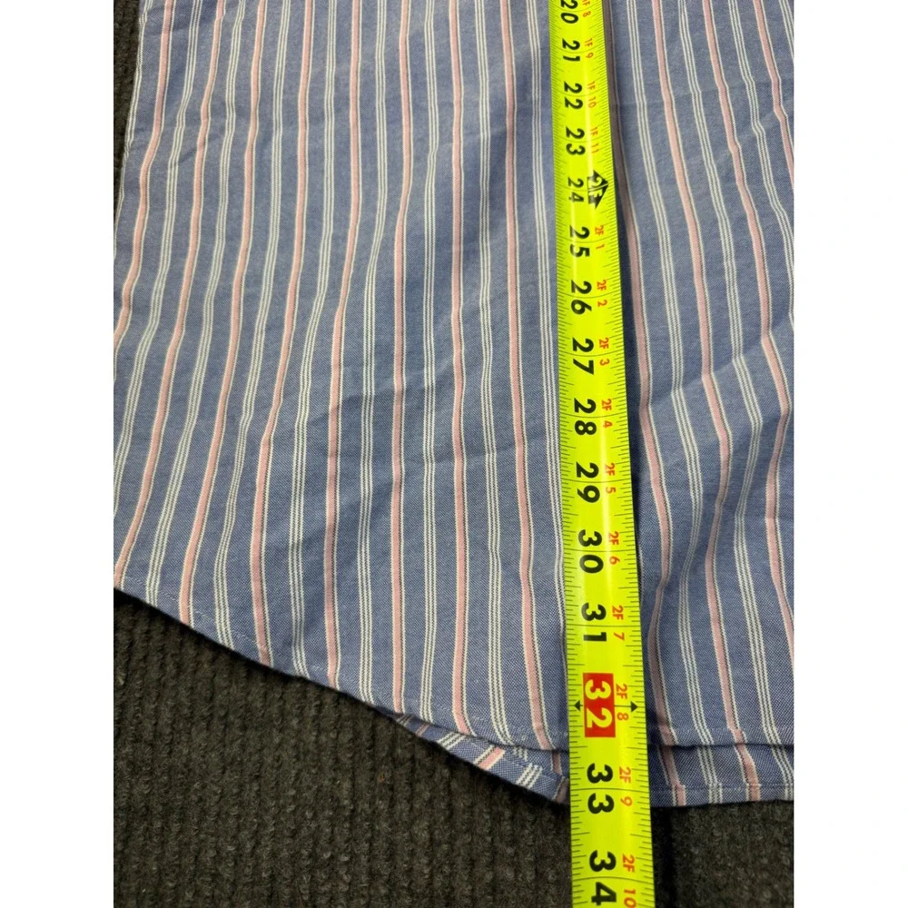 Polo Ralph Lauren Mens 2XB Big & Tall Blue Pink Striped SS Oxford Shirt Cotton